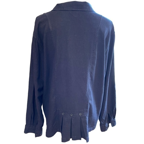 Christopher & Banks button down shirt, size 1X,linen/rayon blend,dusty navy blue - Picture 5 of 6